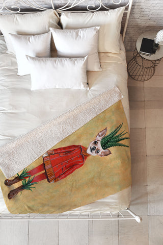 Coco de Paris Chihuahua Cactus Fleece Throw Blanket