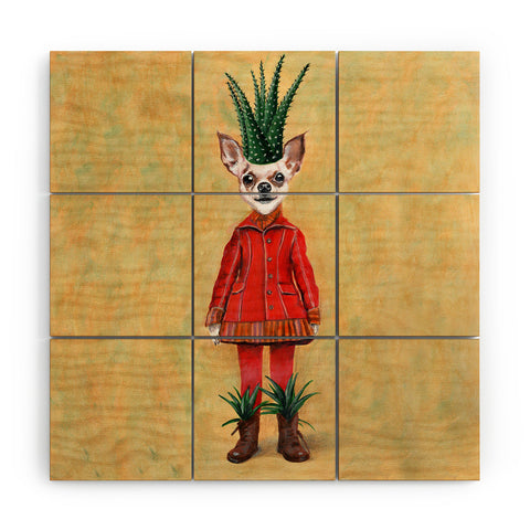 Coco de Paris Chihuahua Cactus Wood Wall Mural