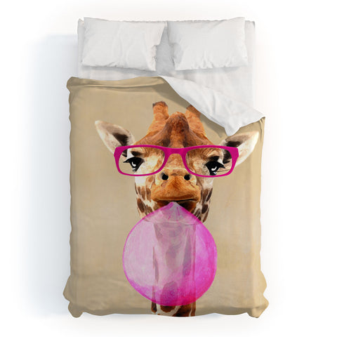 Coco de Paris Clever giraffe with bubblegum Duvet Cover