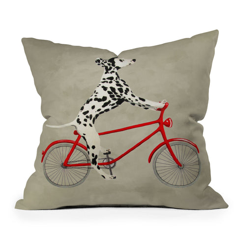 Coco de Paris Dalmatian on bicycle Outdoor Throw Pillow