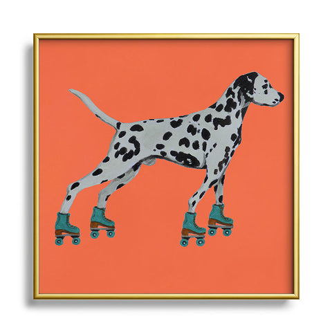Coco de Paris Dalmatian rollerskater Square Metal Framed Art Print