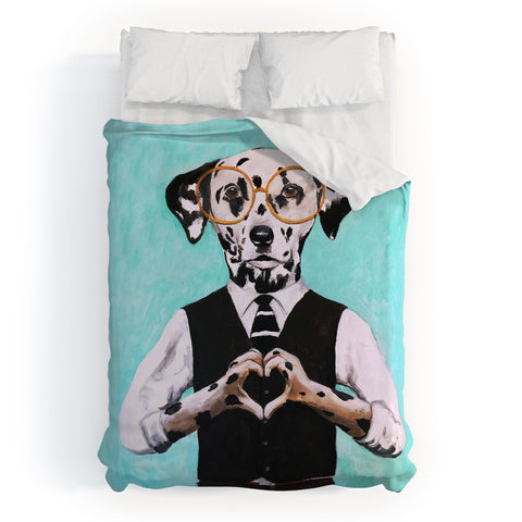 Coco de Paris Dalmatian with finger heart Duvet Cover