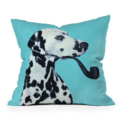 Coco de Paris Dalmatian with pipe Outdoor Throw Pillow