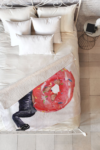 Coco de Paris Donut Man Fleece Throw Blanket