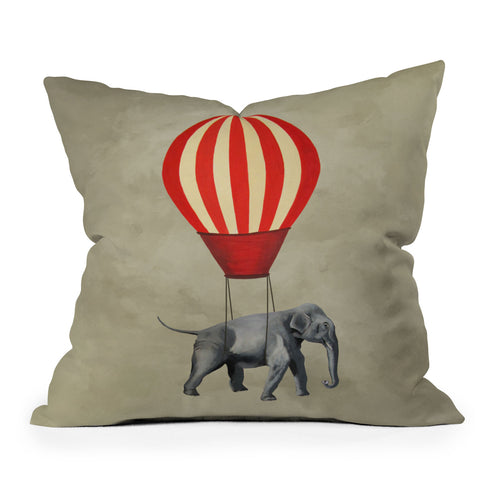 Coco de Paris Elephant with hot airballoon Outdoor Throw Pillow