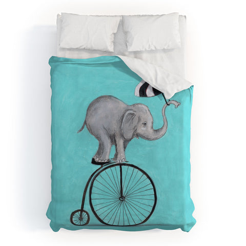 Coco de Paris Elephant with umbrella Duvet Cover