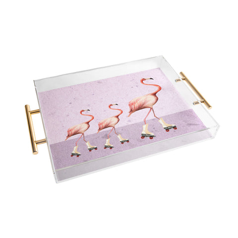 Coco de Paris Flamingo familly on rollerskates Acrylic Tray