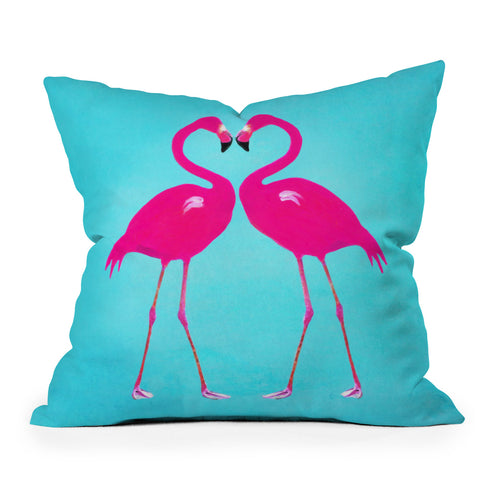 Coco de Paris Flamingo heart Outdoor Throw Pillow