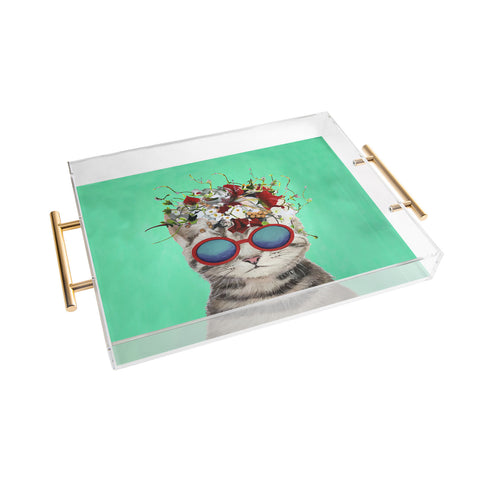 Coco de Paris Flower Power Cat turquoise Acrylic Tray