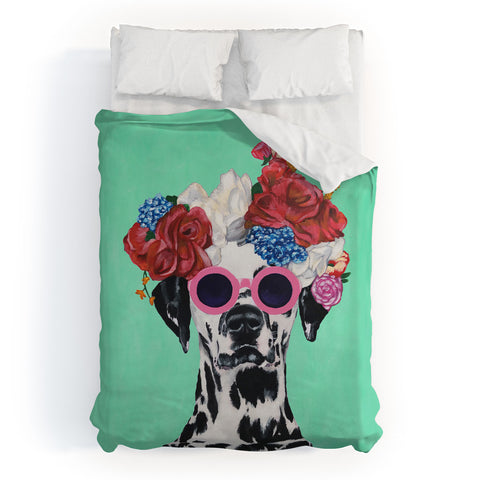 Coco de Paris Flower Power Dalmatian turquoise Duvet Cover