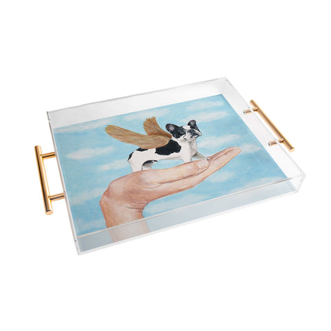 Coco de Paris Frenchie with golden wings Acrylic Tray
