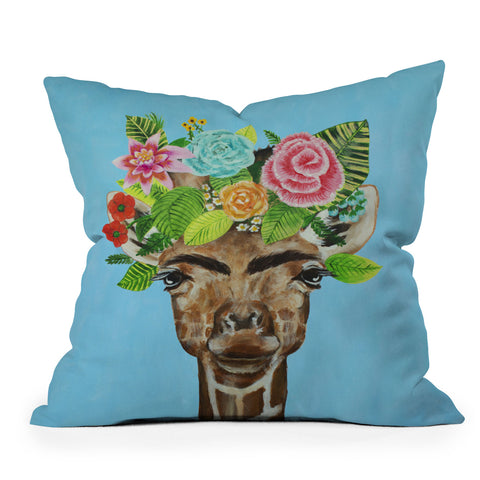 Coco de Paris Frida Kahlo Giraffe Outdoor Throw Pillow
