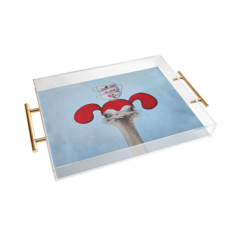 Coco de Paris Funny ostrich with stacking teacups Acrylic Tray