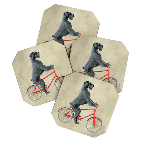 Coco de Paris Giant schnauzer on bicycle Coaster Set