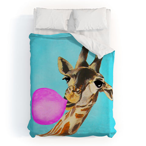 Coco de Paris Giraffe blowing bubblegum Duvet Cover