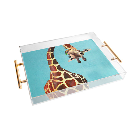 Coco de Paris Giraffe with green leaf Acrylic Tray