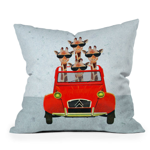 Coco de Paris Giraffes on holiday Outdoor Throw Pillow