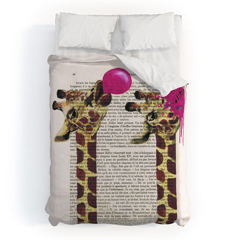 Coco de Paris Giraffes With Bubblegum Duvet Cover