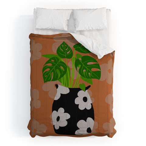 Coco de Paris Green plant retro style 1 Comforter