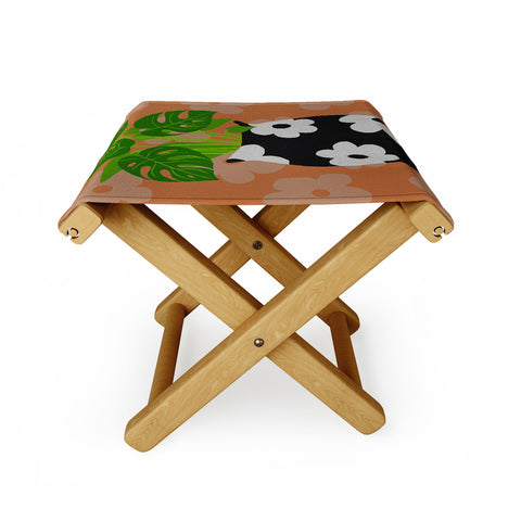 Coco de Paris Green plant retro style 1 Folding Stool