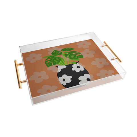 Coco de Paris Green plant retro style 1 Acrylic Tray