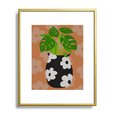 Coco de Paris Green plant retro style 1 Metal Framed Art Print