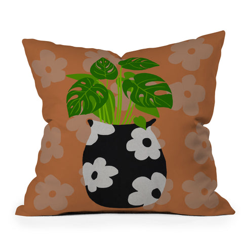 Coco de Paris Green plant retro style 1 Throw Pillow