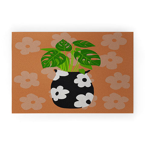 Coco de Paris Green plant retro style 1 Welcome Mat