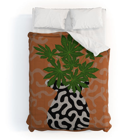 Coco de Paris Green plant retro style 2 Comforter