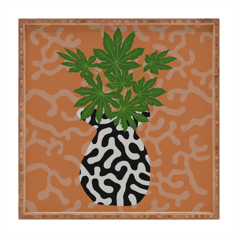 Coco de Paris Green plant retro style 2 Square Tray