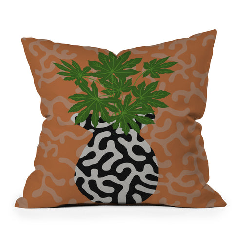 Coco de Paris Green plant retro style 2 Throw Pillow