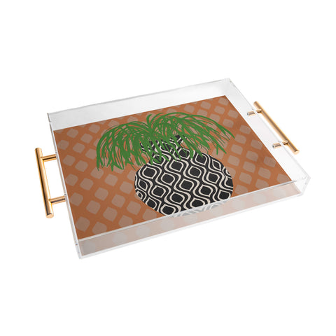 Coco de Paris Green plant retro style 3 Acrylic Tray