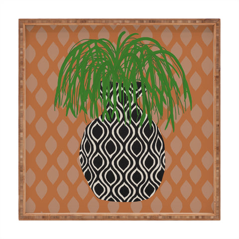 Coco de Paris Green plant retro style 3 Square Tray