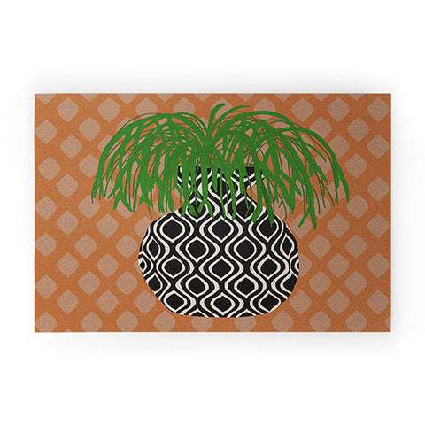 Coco de Paris Green plant retro style 3 Welcome Mat