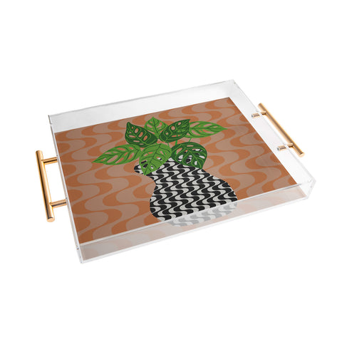 Coco de Paris Green plant retro style 4 Acrylic Tray
