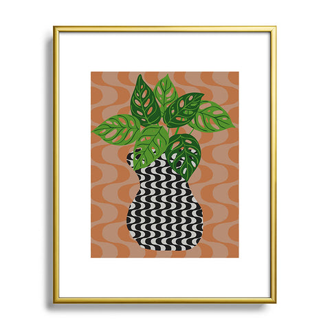 Coco de Paris Green plant retro style 4 Metal Framed Art Print