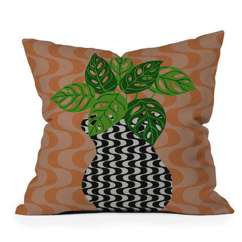 Coco de Paris Green plant retro style 4 Throw Pillow