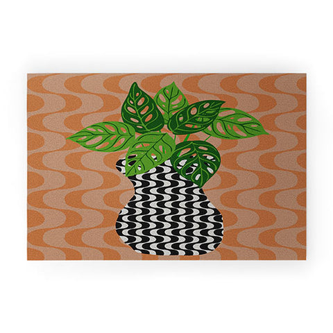 Coco de Paris Green plant retro style 4 Welcome Mat