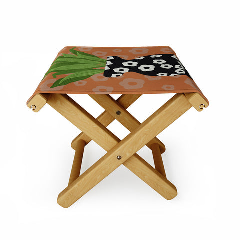 Coco de Paris Green plant retro style 5 Folding Stool