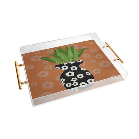 Coco de Paris Green plant retro style 5 Acrylic Tray