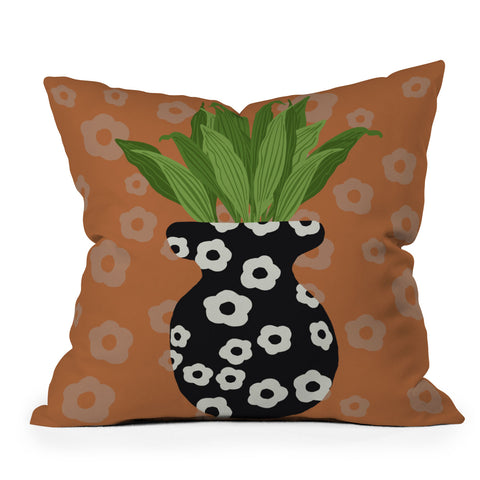 Coco de Paris Green plant retro style 5 Throw Pillow