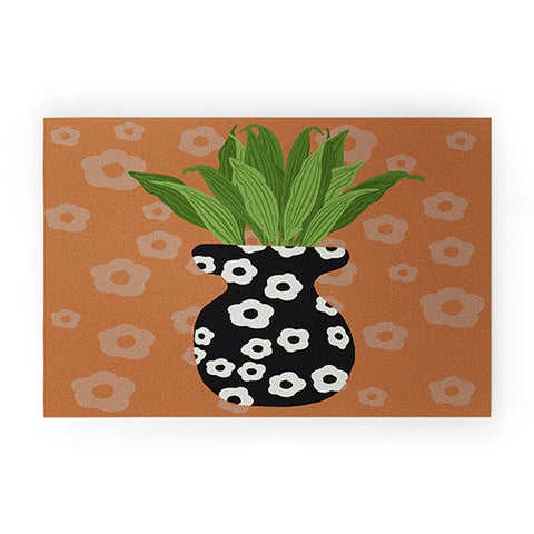 Coco de Paris Green plant retro style 5 Welcome Mat