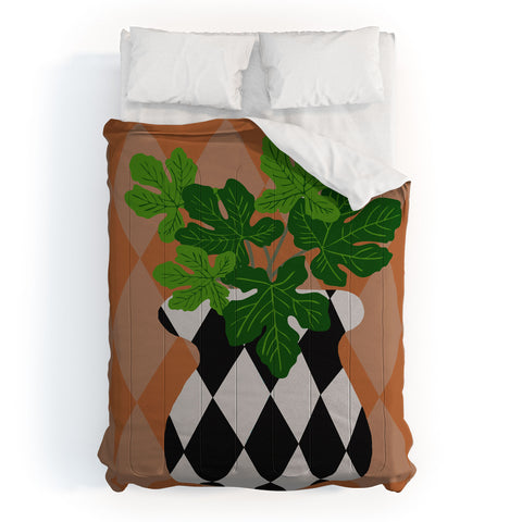 Coco de Paris Green plant retro style 6 Comforter