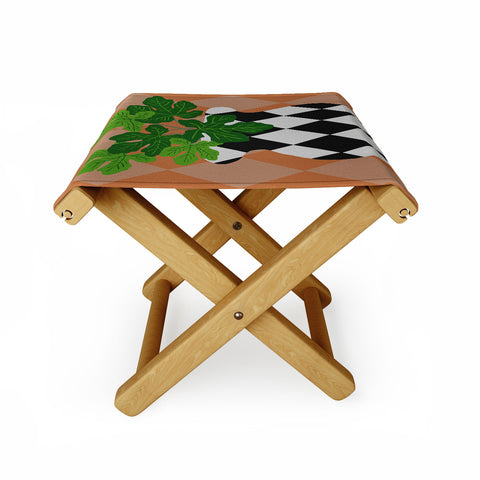 Coco de Paris Green plant retro style 6 Folding Stool