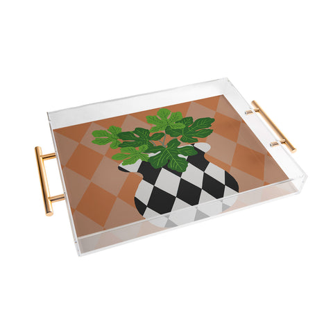 Coco de Paris Green plant retro style 6 Acrylic Tray