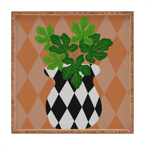 Coco de Paris Green plant retro style 6 Square Tray