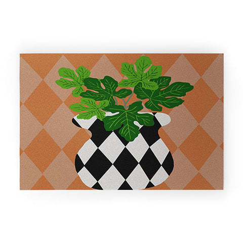 Coco de Paris Green plant retro style 6 Welcome Mat