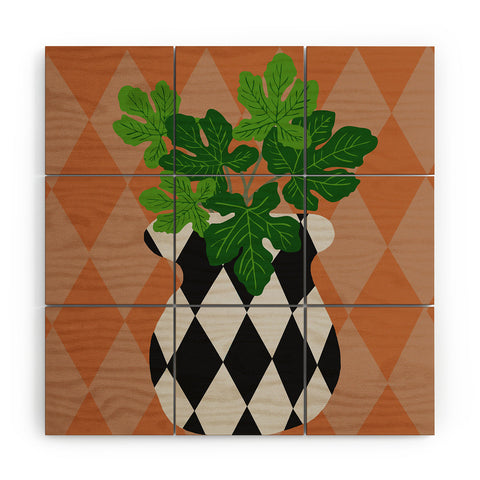 Coco de Paris Green plant retro style 6 Wood Wall Mural