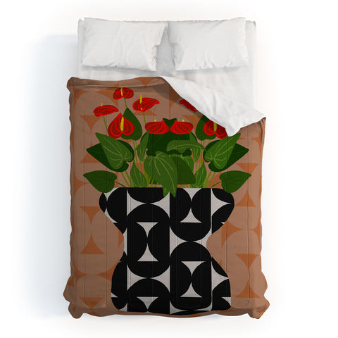 Coco de Paris Green plant retro style 7 Comforter