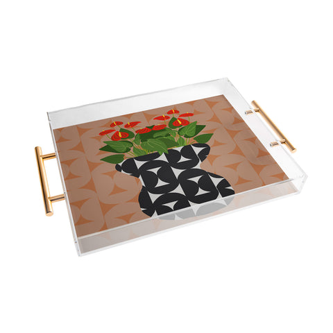 Coco de Paris Green plant retro style 7 Acrylic Tray